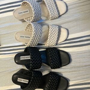 Steve Madden black and white braided sandals/heels Size 9